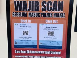 Salut ! Polres Halsel Berlakukan Scan QR Peduli Lindungi Bagi Anggota dan Tamu