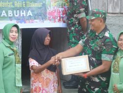 Sambut HUT ke-81 TNI, Kodim 1509/Labuha Gelar Anjangsana dan Bagikan Sembako kepada Warga Kurang Mampu